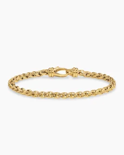 Wheat Chain Bracelet 18K Yellow Gold, 4mm