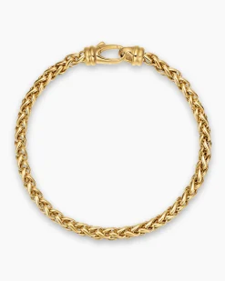 Wheat Chain Bracelet 18K Yellow Gold, 4mm