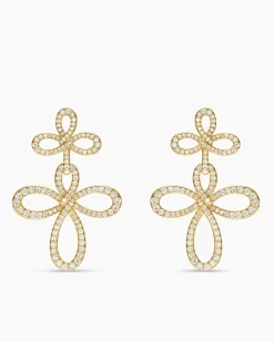 Wisteria® Drop Earrings 18K Yellow Gold with Diamonds, 37.8mm