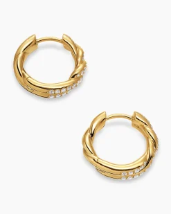 Wisteria® Hoop Earrings 18K Yellow Gold with Diamonds, 16mm