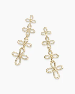 Wisteria® Statement Drop Earrings 18K Yellow Gold with Diamonds, 88.7mm