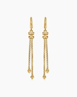 Zig Zag Stax™ Chain Drop Earrings 18K Yellow Gold with Diamonds, 66mm