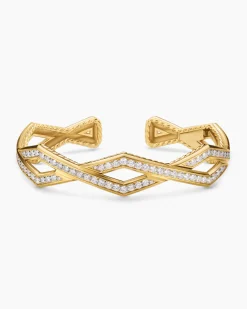 Zig Zag Stax™ Cuff Bracelet 18K Yellow Gold with Diamonds, 13mm