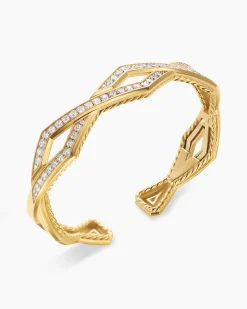 Zig Zag Stax™ Cuff Bracelet 18K Yellow Gold with Diamonds, 13mm