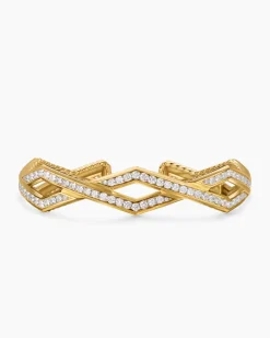 Zig Zag Stax™ Cuff Bracelet 18K Yellow Gold with Diamonds, 13mm