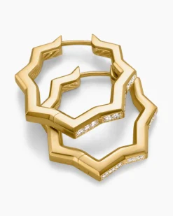 Zig Zag Stax™ Hoop Earrings 18K Yellow Gold with Diamonds, 22.8mm