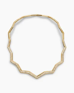 Zig Zag Stax™ Necklace 18K Yellow Gold with Diamonds, 5mm