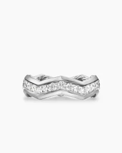 Zig Zag Stax™ Ring Sterling Silver with Diamonds, 5mm